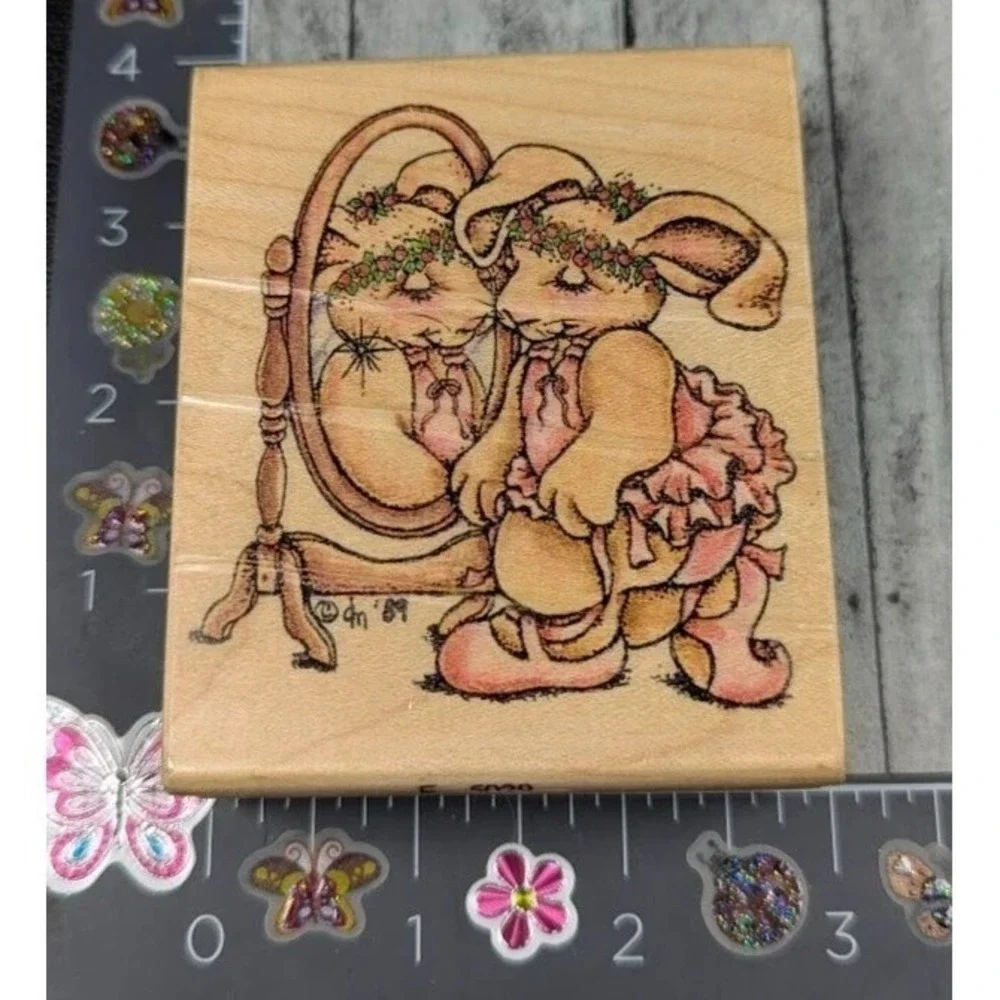 Stampassions All The World's A Stage F5029 Bunny Ballet Rubber Stamp Wood #K83